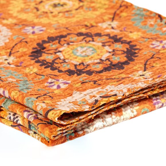 Taj Hotel Home Decor Kantha Cotton Throw | 1-Piece | Multicolor | 50"x70" - Picture 2 of 3